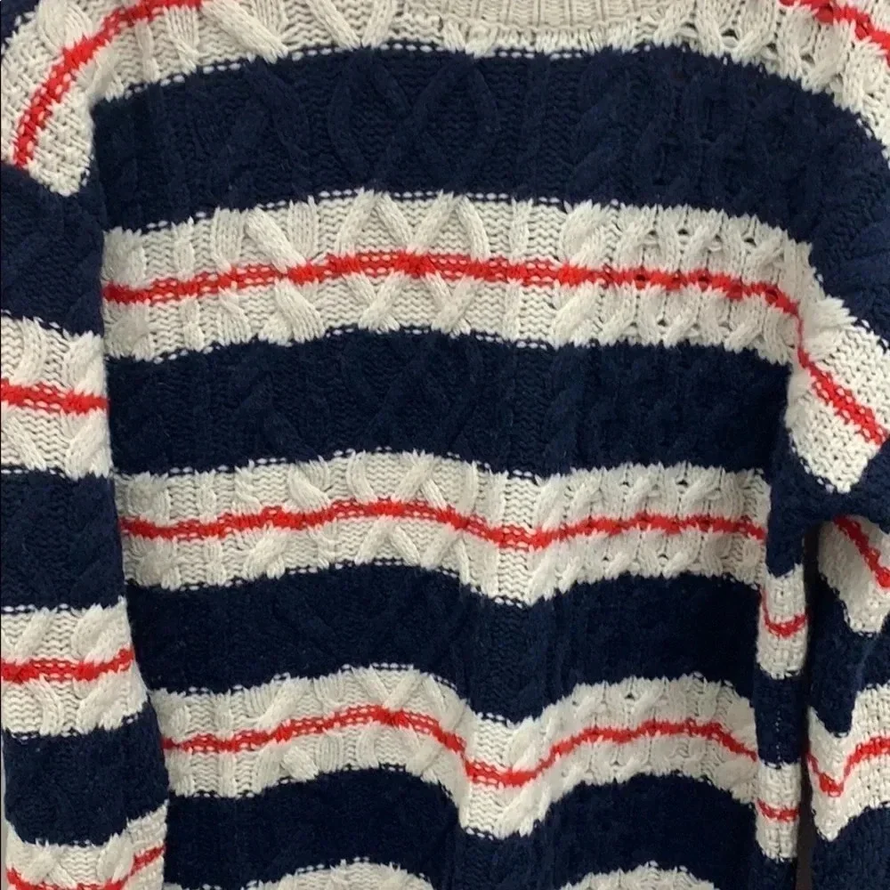 J. Crew Stripe Cable Knit Tunic Sweater Size Medium